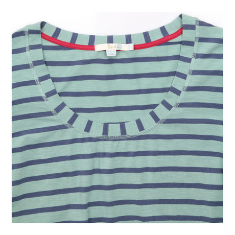 Top Long Sleeve Scoop Neck Striped Sage Green Navy