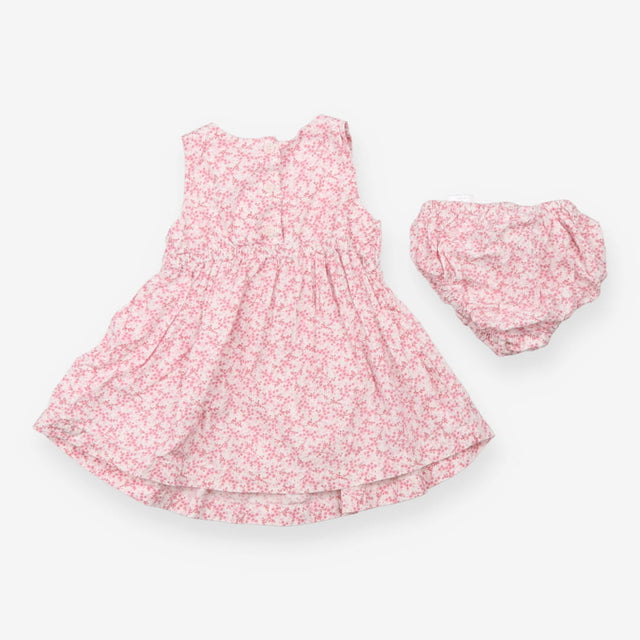Dress and pants pink ditsy smocked SS