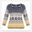 Jumper Linen Cotton Fairisle Pattern Navy Cream Mu