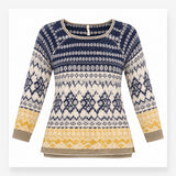 Jumper Linen Cotton Fairisle Pattern Navy Cream Mu