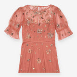 Dusty Pink Sequin Embellished Short Sleeve Maxi Dr