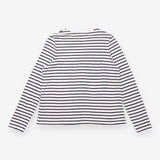 T-Shirt Navy Cream Breton Stripe Long Sleeve Crew 