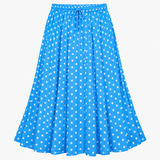 Skirt Bright Blue Polka Dot Midi Elastic Waist