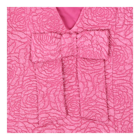 Pink Mini Dress with Bow Detail | Textured Deep V-