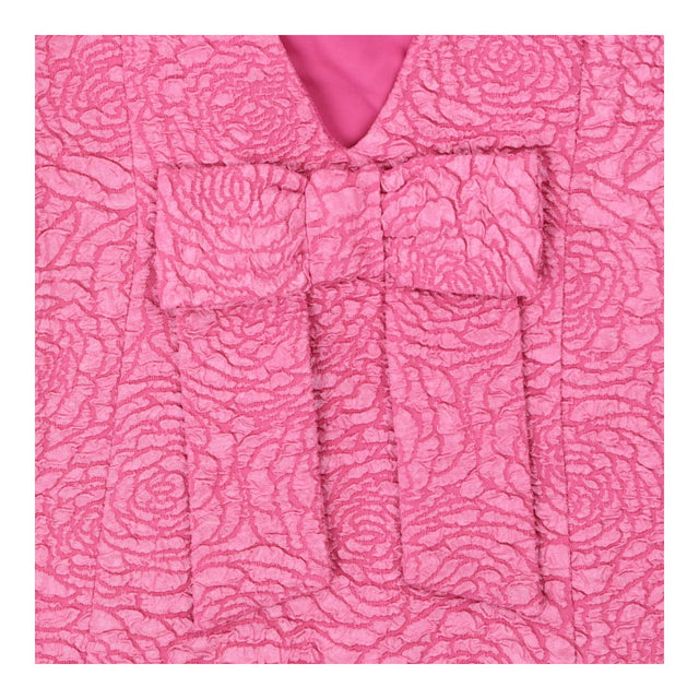Pink Mini Dress with Bow Detail | Textured Deep V-