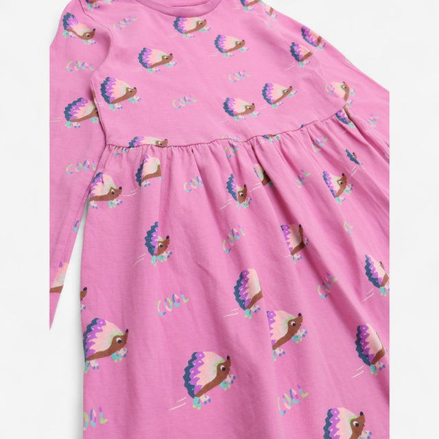 Pink hedgehogs on skates LS dress 