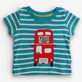 T-Shirt Teal Stripe Frugi Bus