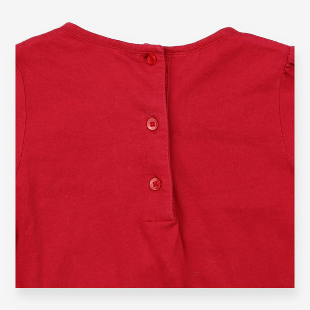 Tunic T-shirt Raspberry with Purple Floral Embroid