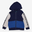 Blue Colour Block Zip Hoodie 