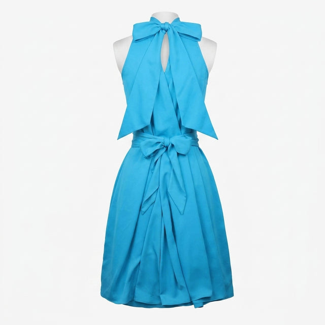 Maxi Dress Turquoise Sleeveless Neck Tie and Belt