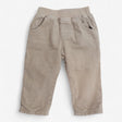 Beige cord trousers navy stripe lining