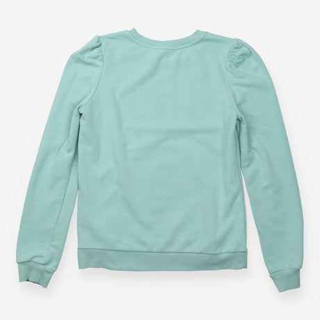 Sweatshirt Mint Green Puff Shoulder Crew Neck