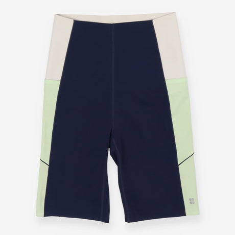 Power 9" Cycling Shorts - Navy and Green side stri