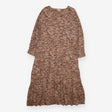 Midi Dress Beige Brown Animal Print Long Sleeve