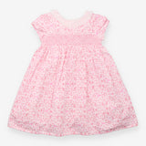 Dress Short Sleeve Collared Pink Floral Bunnies