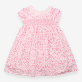 Dress Short Sleeve Collared Pink Floral Bunnies