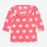 Towelling hoodie pink with white stars
