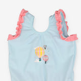 Swim Suit with Nappy Blue and Pink Hot Air Balloon