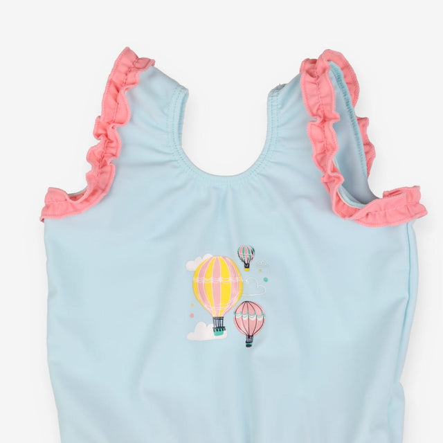 Swim Suit with Nappy Blue and Pink Hot Air Balloon