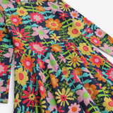 Dress navy with bright flowers