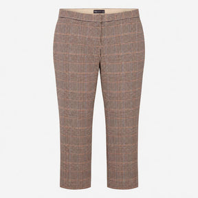 Trousers Check Straight Leg High Rise 7/8