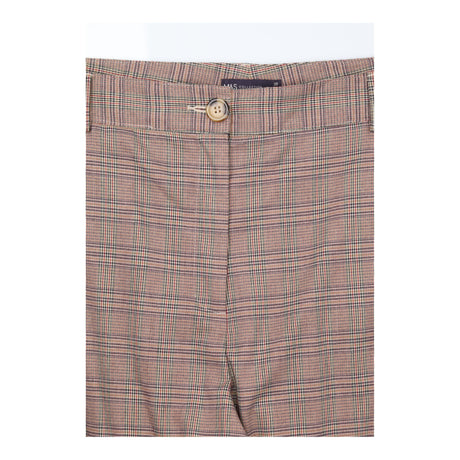 High Waisted Trousers Check Wide Leg