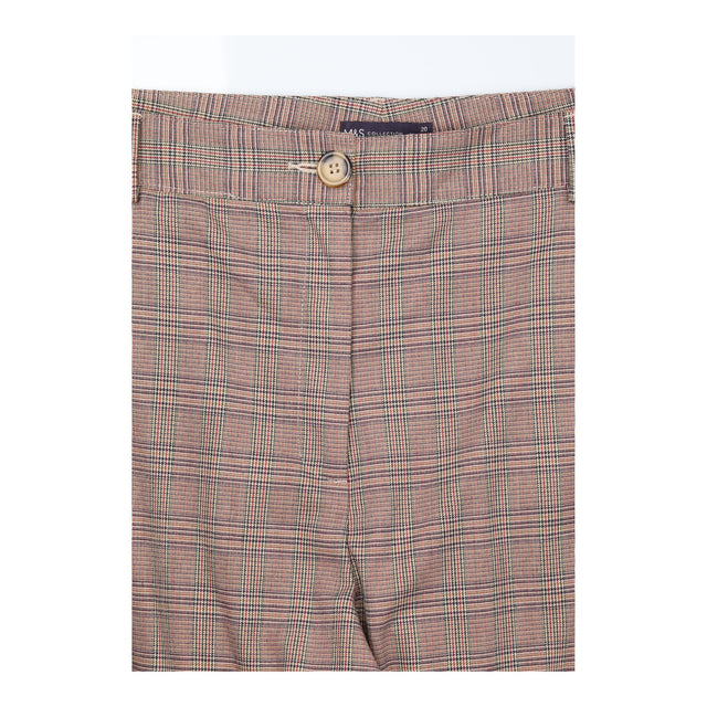 High Waisted Trousers Check Wide Leg