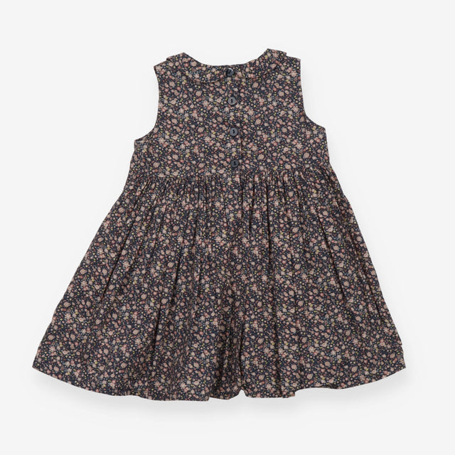 Dress sleeveless navy ditsy collared