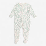 Sleepsuit cream ribbed green zebra pattern