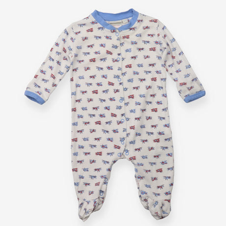 Sleepsuit White with Blue Trim Aeroplanes
