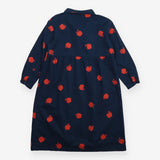 Shirt Dress Navy with Red Apples Print