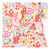 Midi Dress Multicoloured Floral Print Puff Sleeve 