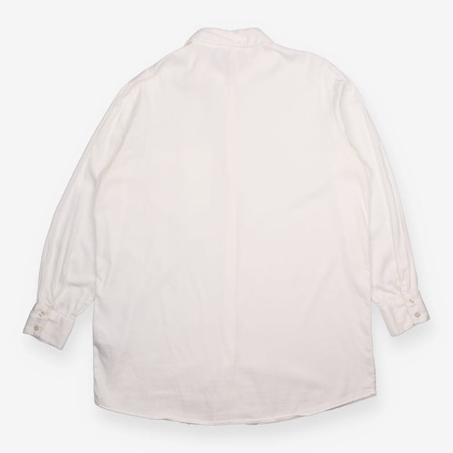 Blouse White Cotton Relaxed Long Sleeve