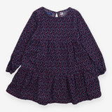 Dress long sleeve cord navy floral
