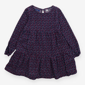 Dress long sleeve cord navy floral
