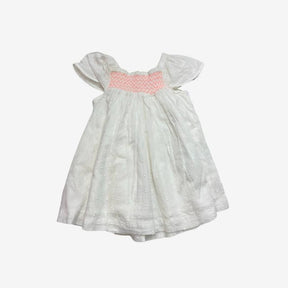 White Smocked Dress with Orange
