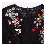Dress Black Floral Embroidered Lace Midi