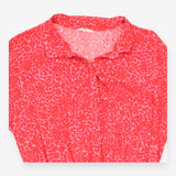 Midi Dress Red Pink Heart Print Shirt Style Asymme
