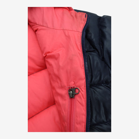 Navy Puffer Coat Pink Lined