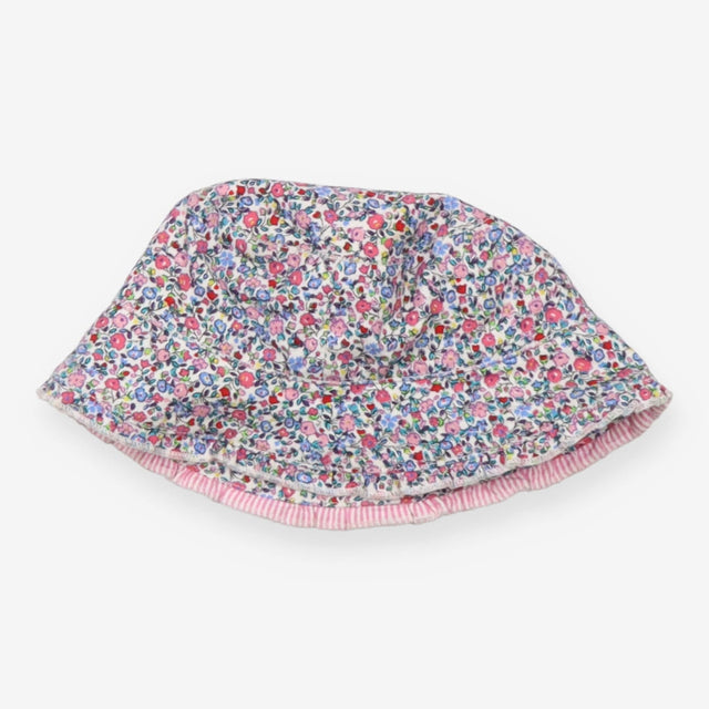 Bucket hat ditsy frill pink stripe lining