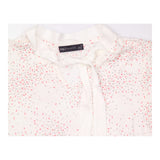Blouse Cream Pink Abstract Print Tie Neck Short Sl