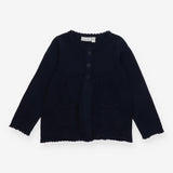 Cardigan navy blue frilled edges pockets