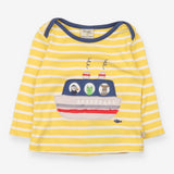 T-Shirt Long Sleeved Yellow Stripe Animal Friends 