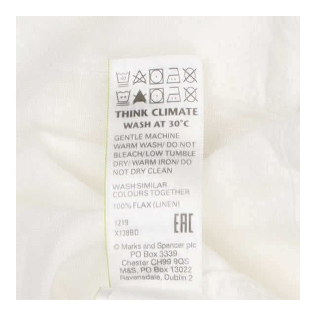 White Pure Linen Square Neck Button Blouse