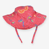 Sunhat pink with fruit and flamingos