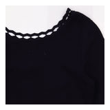 Dress Knitted Bodycon Navy Cutout Trim Knee Length