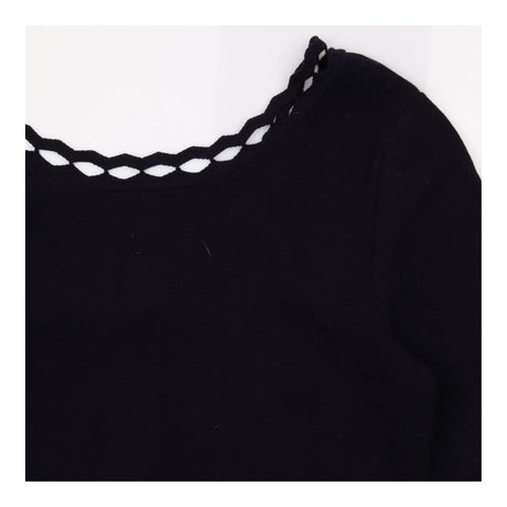 Dress Knitted Bodycon Navy Cutout Trim Knee Length