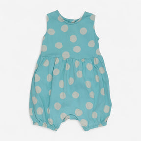 Jersey Romper Blue with White Spots