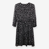 Black White Polka Dot Chiffon Midi Dress Long Slee