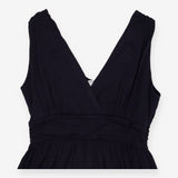 Navy Stretch Jersey V‑Neck Maxi Dress – Wide Strap